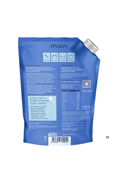 Mayi Tuz Mayi Doğal Salamura (Sofrada Öğütme) Tuzu 2 Kg