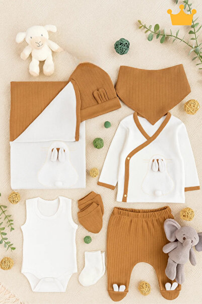 Babyhola 3 Boyutlu Tavşanlı Kız Erkek Bebek Yenidoğan 8'li Zıbın Seti 0-3 Ay ...