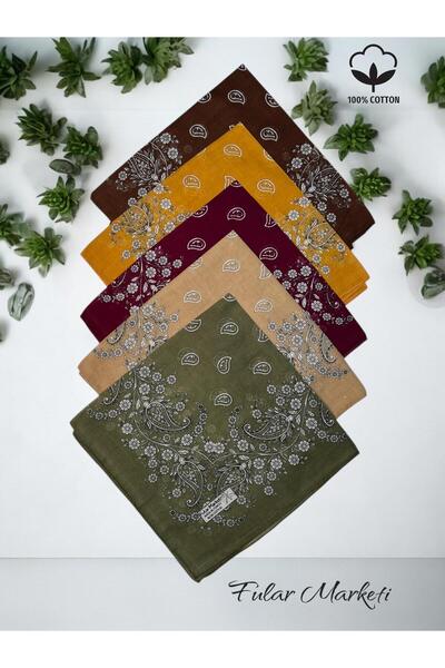Fular Marketi %100 Pamuk 5'li Crush Desenli Bandana Avantajlı Paket 5cb