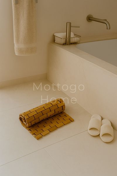 Mottogo Covoraș de baie de lux anti-alunecare din bambus 66x40cm Covoraș de baie cu bază anti-alunecare