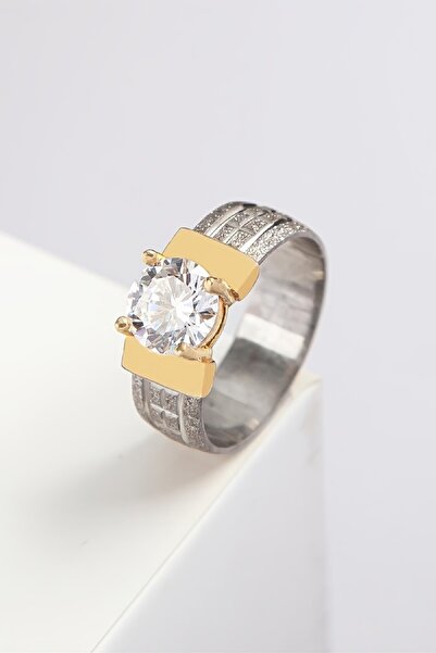 Silverplus Zirkon Taşlı Desenli 925 Ayar Gümüş Alyans Yüzük