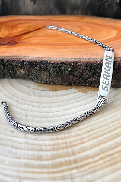 Silverplus İsimli Plaka Gümüş Erkek Bileklik