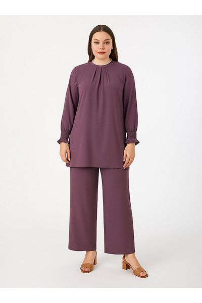 ALİA Μεγάλο μέγεθος μανίκια Gipeli Aerobin Tunic- Purple- Alia