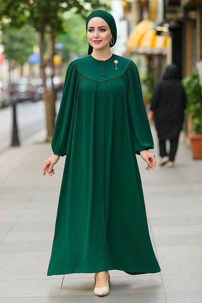 Neva Style Balloon Sleeve Emerald Green Hijab Ferace 20134Zy