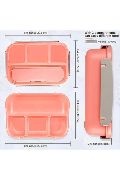 LA' PRECIOUS Lunch Box for Adults and Kids 4 Compartment Lunch Box with Fork