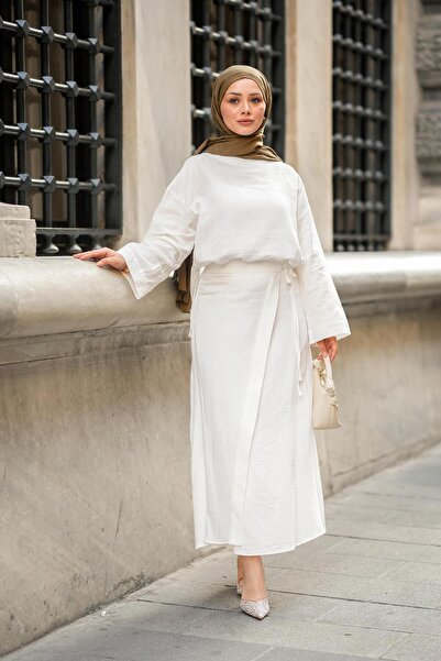 Cardella Women's Muslin Fabric Blouse and Skirt Design Double Suit Hijab Compatible Summer Suit