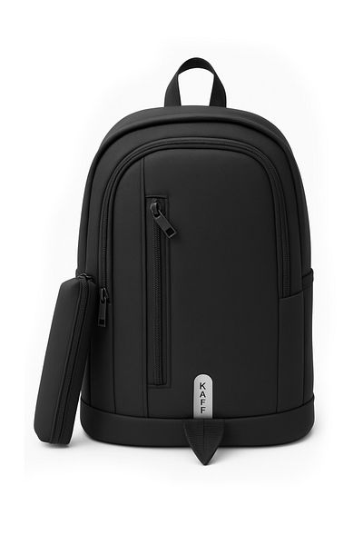 KAFF Unisex Black Multi-Compartment Laptop Sports Travel Daily School Backpack with Pen Holder - 00510