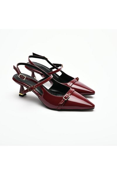 Sister in Love Asta Short Heeled Buckle Patent Leather Stiletto