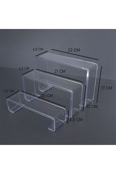 Modern Raf Shoe Display Stand 3-Piece Ladder Set Stepped Plexi Transparent