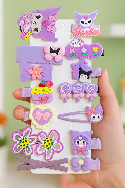 SHEKER HOME Set de catarame liliac pentru fetiță și fetiță Kuromi - 14 bucăți