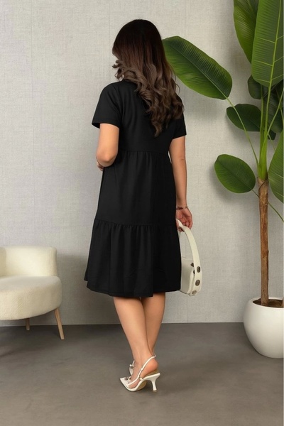 eryvon Γυναικείο κοντομάνικο φόρεμα βισκόζης με λαιμόκοψη V