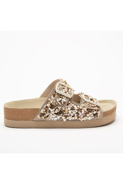 Sister in Love Morena Stone Detailed Buckle Slippers