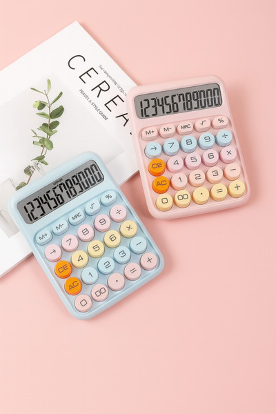 BEYZANA Pinterest Renkli Hesap Makinesi | 10 Haneli Yuvarlak Tuşlu Şirin Hesap Makinesi