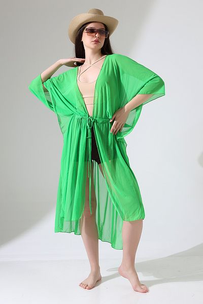 Esberin Long Tulle Pareo with Front Tie
