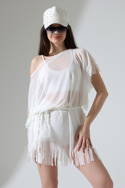 Esberin Tasseled Tulle Pareo