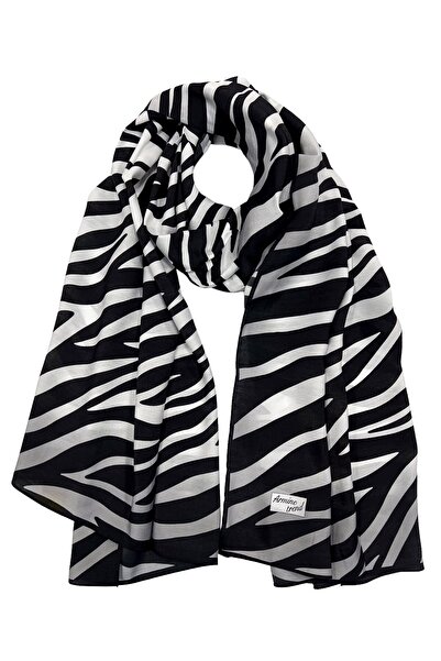 Armine Modal Şal - Zebra Model - Siyah Beyaz