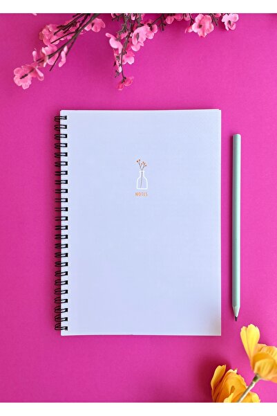 Pink notes دفتر مدرسي مقاس A5 حلزوني مربع 80 ورقة - نمط زهرة أرجوانية فاتحة و...