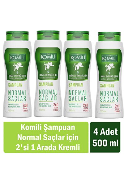 Komili Normal Saçlar İçin 2'si 1 Arada Kremli Vegan Temel Bakım Şampuanı 500 ml x 4 Adet