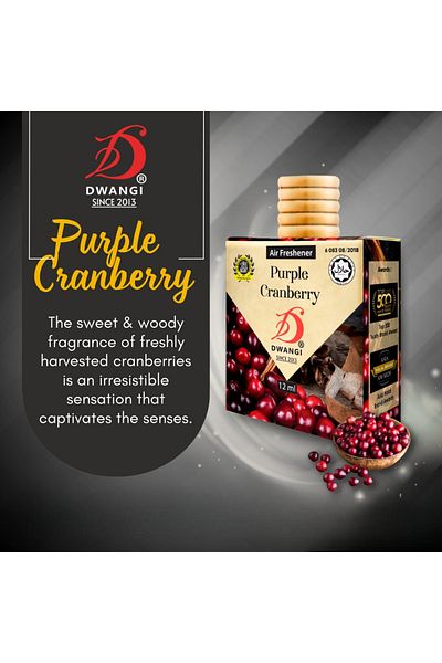 Dwangi Car Air Freshener – 12ml Long-Lasting Natural Purple Cranberry Perfume for Car & Home
