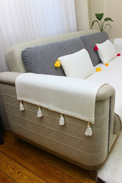 ARVA غطاء مقعد مزخرف بشرابة من القطن مكون من قطعتين