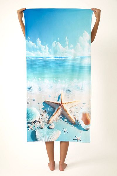 XJIM Prosop de plajă unisex, 100% bumbac, imprimat digital, cu textura moale |   75x150 Cm Prosop de mare de vara