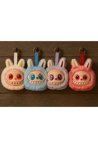 Tatlı Sebep Labubu Cute Monster Keychain – Toy Accessory Keychain with Plush Case and Colorful Eyes
