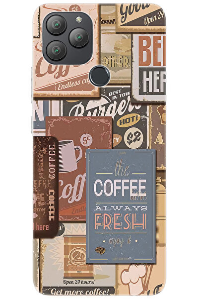 General Mobile GM 22 PLUS (G512) Uyumlu Kılıf Desen Baskılı Silikon Kahveci T...