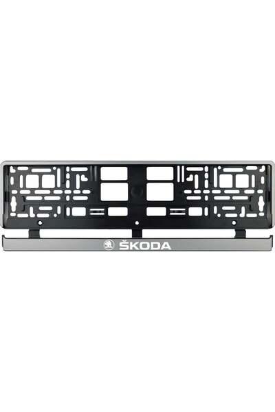 OEM Set 2 bucati, suport numar inmatriculare argintiu Skoda