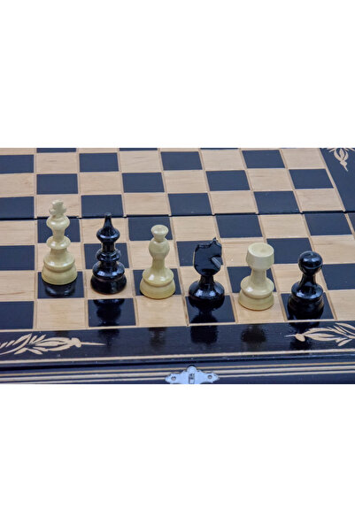 ROmde Set Șah și Table ROmde™, din Lemn, Pliabil, Lucrat Manual în România, 32 × 32 cm, Negru/Alb