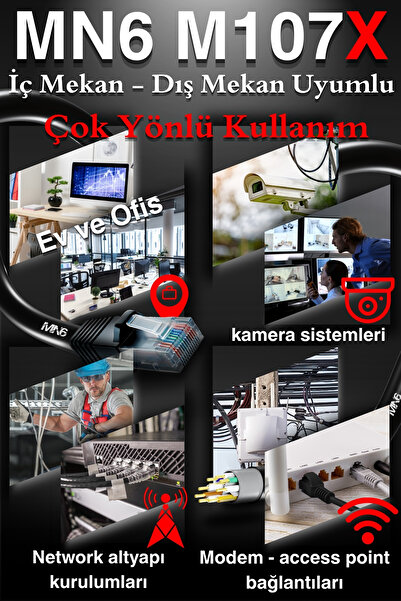 MN6 M107x 50 Metre Internet Kablosu/utp 0,57mm Cat6 Iki Kat Korumalı/ Iç Dış Mekan/50m Ethernet Kablosu