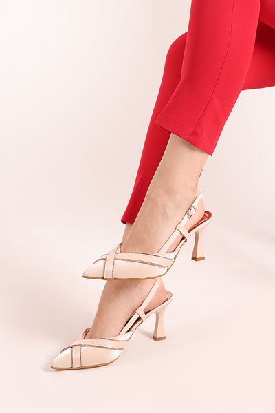 SHOESSHOPS فستان سهرة مفتوح من الخلف ومزين بالحجر المتقاطع من الأمام، حذاء نسائي أنيق بكعب عالٍ