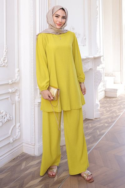 İmajButik Κοστούμι παντελόνι με πράσινο τυλιγμένο χιτώνα