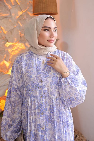 İmajButik Λιλά Φόρεμα με μισό κουμπί και φούστα