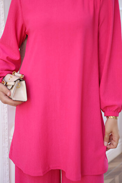 İmajButik Fuşya Bürümcük Tunik Pantolonlu Takım
