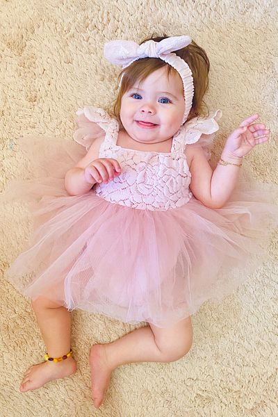 Baby Animals Baby Girl Girl Kid Birthday Party Wedding Dress Short Sleeve Ribbons Bandana Ruched Lined Romper