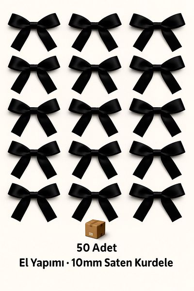 edalle Black Wedding Candy, Gift Ornament, Balloon Ornament, Bow Satin Ribbon 10mm 50 Pieces