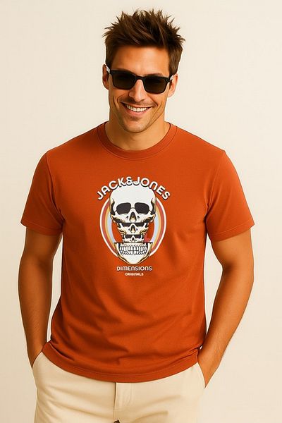 Jack & Jones Joranatomy Men's T-Shirt - Skeletal Design, Crew Neck, Summer Wear 12272966