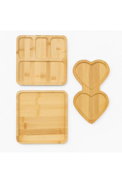 BuMeria Bamboo Wooden Presentation Plate Set of 3 – |   Presentation Plate Snack Plate Serving and Breakfast Plate