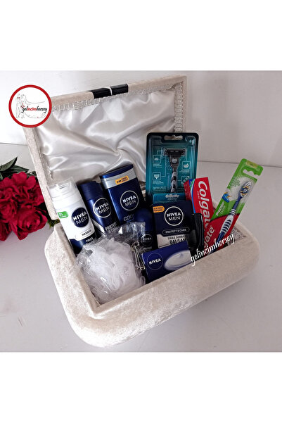 Gelincimherşey Cappucino Damatlık Süslü Kadife Kaplı Sandık Ve Kozmetik Tıraş...