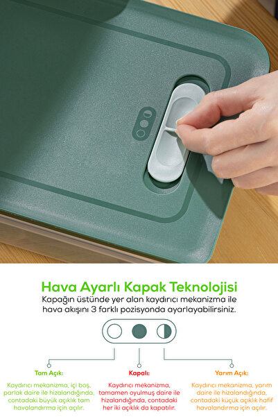 Vienev Δοχείο αποθήκευσης λαχανικών και φρούτων 2,5 λίτρων πορτοκαλί χρώματος με 3 ρυθμίσεις