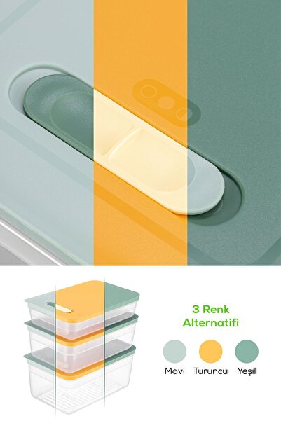 Vienev Mint Colored 3-Piece Vegetable and Fruit Storage Set - 2.5-3.8-5 Liters