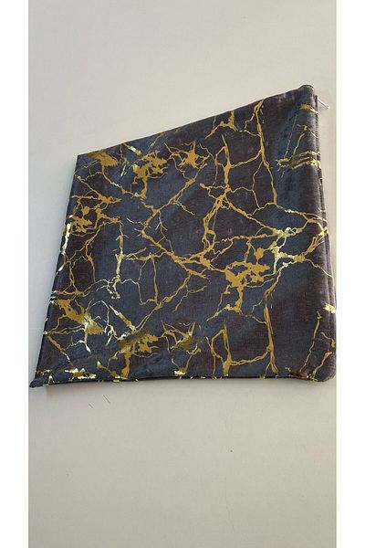 Tekstilsa Husă de pernă din catifea italiană gri închis, cu frunze de aur, țesute cu aurire, fețe de pernă decorative