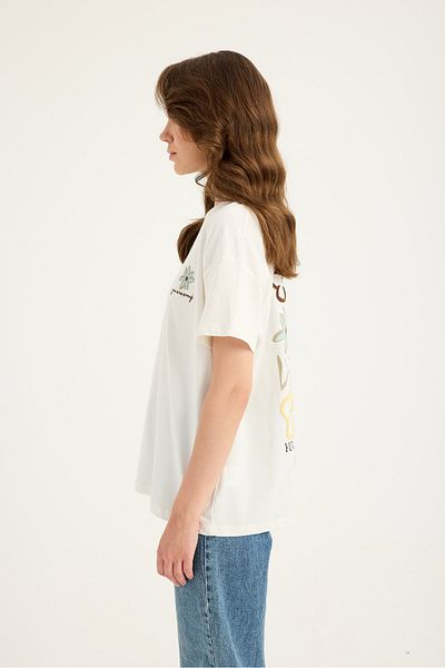 SEVİLEN Floral Printed Basic T-Shirt