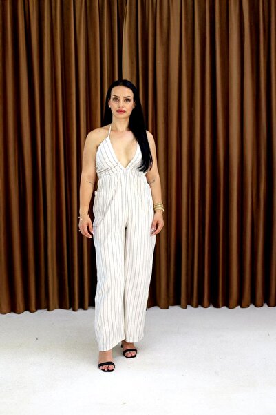 Theyelizatelier ÇİZGİLİ SIRT DEKOLTELİ TULUM