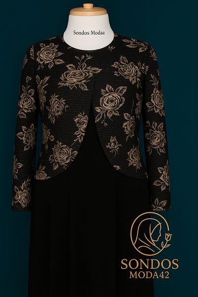 HESNA Plus Size Black Zuhal Evening Dress - Stylish Mother's Suit