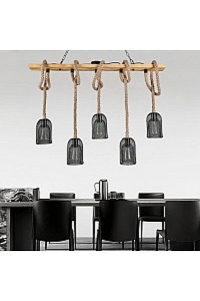 Hummer Modern Pendant Chandelier with Five Rustic Ropes