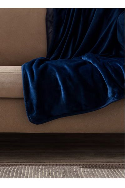 Neyam 100% Polyester Winter Blanket. Size 200x150 - Soft And Comfortable Velvet Blanket - Dark Blue Color