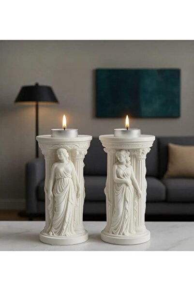 Natural Stone Casting Hellenistic Goddess Candle Holder Trinket Sculpture Handmade Trinket