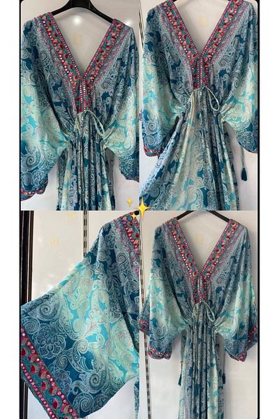 MODAGK Bohemian Shawl Pattern Imported Silk Dress – Summer Ethnic Long Dress