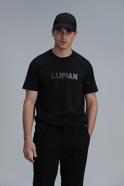 Lufian Μαύρο γραφικό μπλουζάκι Benjamin - Μοντέρνο
